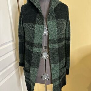 Cyrus green and black plaid cardigan size small